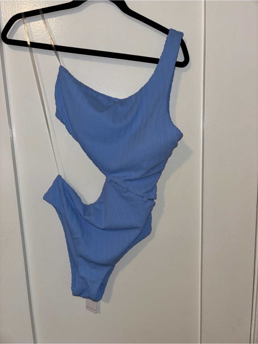Red Carter One-Shoulder Cutout One-Piece Swimsuit in Light Blue M $168 BNWT - Picture 5 of 10